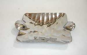 Plateau rectangulaire en aluminium poli brillant / plaqué nickel, design fantaisie, qualité supérieure, luxe royal, vaisselle vintage, plat de service - Product Image 3