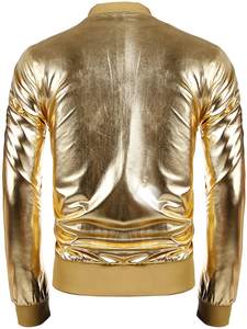 Chaqueta universitaria de bombardero de satén dorado para hombre de nuevo diseño de alta calidad - Product Image 6