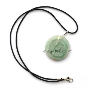 <b>Semi</b>-<b>Precious</b> <b>Stone</b> <b>Crafts</b> Engraved Green Eye Reiki Pendant - Product Image 1