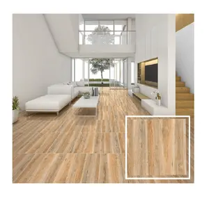 Desain Modern ubin lantai dan dinding Premium Vitrified mengkilap kayu ukuran 60x120cm 600x1200mm ubin permukaan dinding lantai