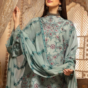 ชุดปากีสถานแบบไม่เย็บปักสำหรับผู้หญิง,ชุดปากีสถานมีสไตล์สำหรับผู้หญิงเสื้อกางเกง Dupatta 3ชิ้นสำหรับสนามหญ้า - Product Image 4