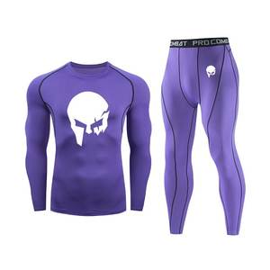 Wholesale Compression Pants Shirt Top Long Sleeve Jacket Set Suit Face Cover Gym Fitness Sets 5Pcs Men's Workout Clothes - Product Image 4