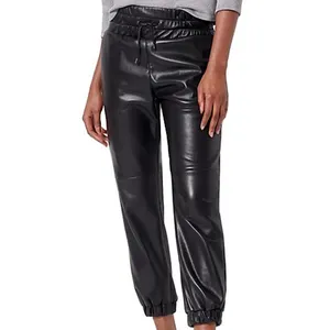 Black Faux Leather Flare Split Hem Leggings For Woman Skinny Leather Pants