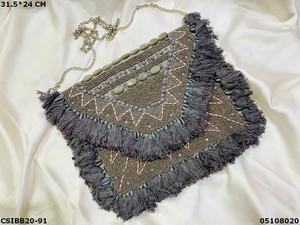 Banjara Boho กระเป๋าลูกปัดสะพายข้าง, กระเป๋าผ้าแคนวาสสำหรับงานราตรีแบบลำลองสำหรับใช้ในชีวิตประจำวัน - Product Image 5