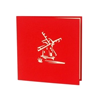 Carte de vœux 3D pop-up, modèle de moulin à vent, faite à la main, pour cadeaux ou anniversaires