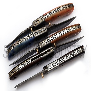 Cuchilla de acero damasco de estilo personalizado, lote de 5 cuchillos plegables (smk1205) - Product Image 5