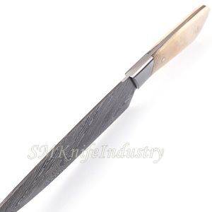Juego de cuchillos de chef de cocina de Damasco modernos hechos a mano personalizados, hoja de acero inoxidable afilada, mango de hueso de camello, cubierta de Funda de cuero - Product Image 4