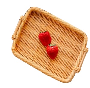 Plateau de service de travail en rotin marron de qualité de luxe Plateau de table de grande taille pour la décoration de la maison et de la cuisine Qualité supérieure - Product Image 1