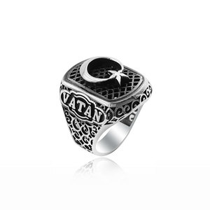 New 925 Sterling <b>Silver</b> <b>Men</b> <b>Ring</b> Original Hot Selling <b>Rings</b> Antique Ertugrul Turkish Ottoman Dirilis Moon Star Kayi Wholesale - Product Image 1