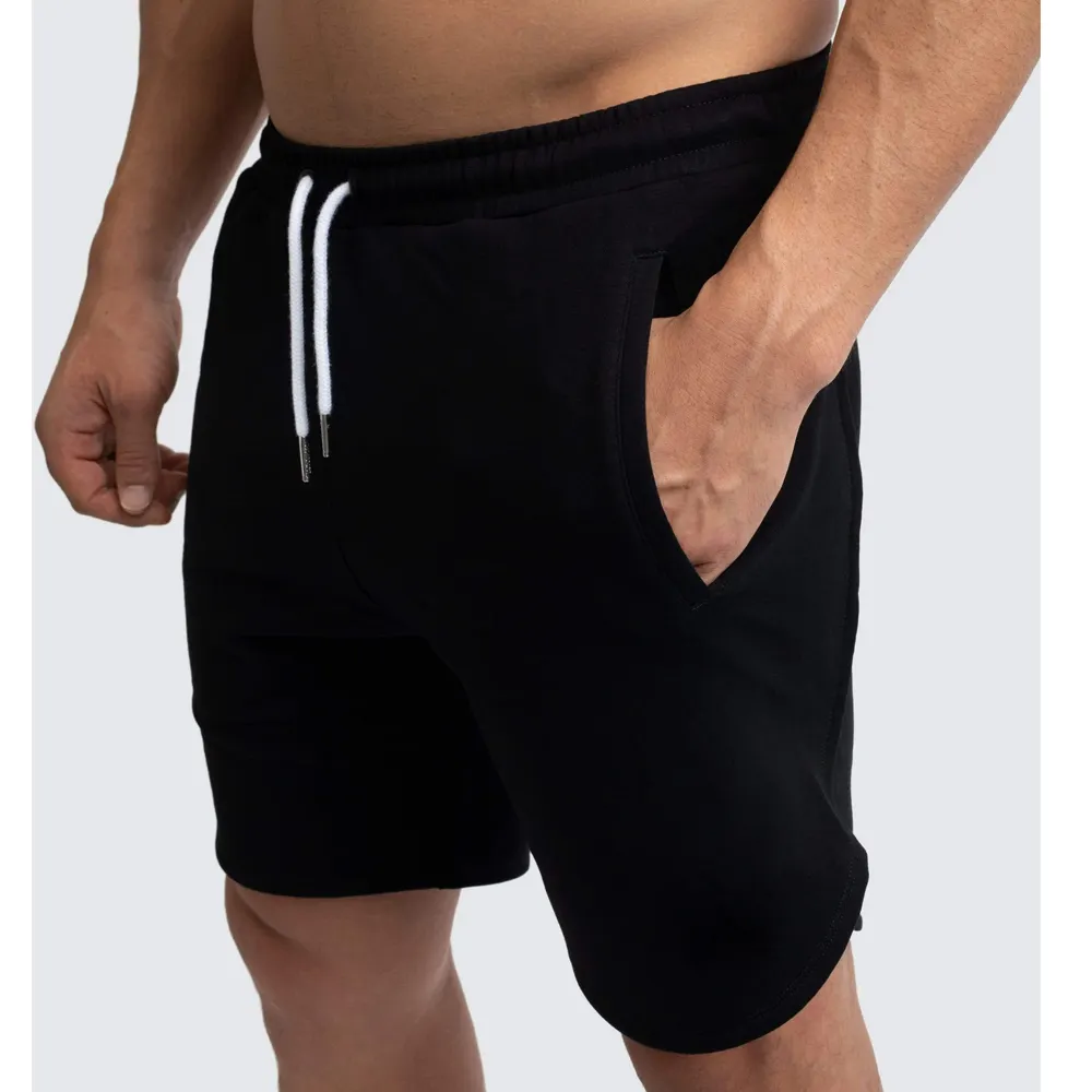 Pantalones cortos deportivos de estilo veraniego para hombre, Shorts con cordón de secado rápido y cintura elástica, color negro