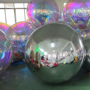 Bola de espejo inflable de color plateado, decoración de jardín de acero inoxidable hecha a medida, esfera de espejo gigante <span class=keywords><strong>para</strong></span> decoración de jardín - Product Image 3
