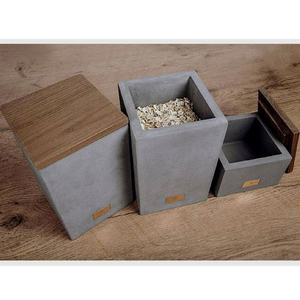 Modern Concrete & <b>Wood</b> Canister <b>Storage</b> Jars - Product Image 2