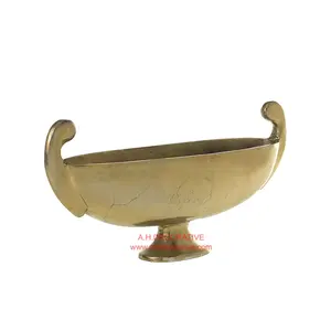 Elegante Design Boot Form Blumen schale Vase für Tisch dekoration hochwertige Metall goldene Boot Form Obstschale für zu Hause