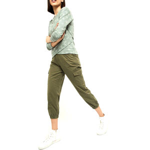 เสื้อสเวตเตอร์สำหรับผู้หญิงเสื้อสเวตเชิ้ตสีพื้นระบายอากาศลำลอง - Product Image 4