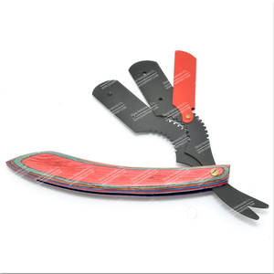 Maquinilla de afeitar de barbero de borde recto de madera negra y roja Cuchillo de afeitar de acero inoxidable y plástico Herramientas de extensión de cabello - Product Image 3