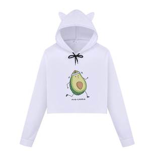 Top corto de alta calidad para mujer, Sudadera con capucha, diseño personalizado, tela tejida de rizo, parche bordado, sudadera para mujer, Top corto - Product Image 2