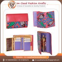Dompet Wanita Ukuran Sedang Desain Cetak Hewan Modis Kulit Asli Tahan Air Resleting Katun Tempat Uang Tunai dan Kartu Siap Pakai