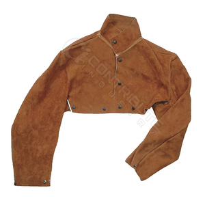 Manches de protection en cuir marron pour soudeur, résistantes à la chaleur et au feu - Product Image 3