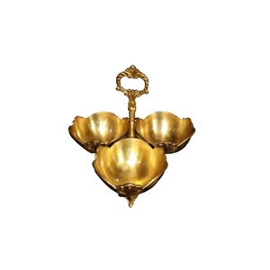 Ensemble de trois bol à fruits plaqué or bol à salade décoratif fait à la main forme personnalisée vaisselle décoration bol de service en métal - Product Image 3