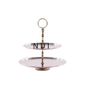 Soporte Plegable de Dos Niveles para Tartas, Acero Inoxidable con Acabado Niquelado, Estilo Moderno, Decoración para Mesa de Fiesta de Cumpleaños - Product Image 1
