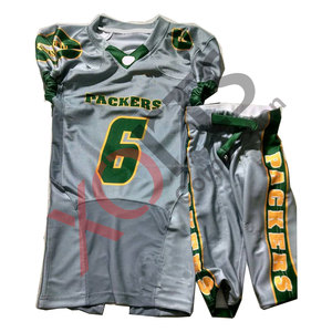 Services ODM OEM, uniformes de football américain sur mesure, vert et or, à séchage rapide, respirants, impression par sublimation, vente en gros - Product Image 4