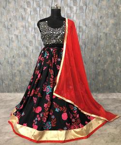 Tendencia Banarasi seda bordado trabajo Lehenga Choli Dupatta estilo indio moderno algodón fiesta desgaste étnico ropa al por mayor - Product Image 3