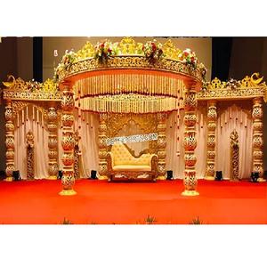 Mandap en fibre en gros pour mariage indien, Mandap doré pour mariage sud-indien, Décoration de mariage indienne, Mandaps en gros Londres - Product Image 1