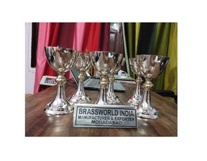Brassworld อินเดียถ้วยศักดิ์สิทธิ์เงินแบบขัดด้วยมือทำจากทองเหลืองสังกะสีแกะสลักตามต้องการสำหรับงานฝีมือ - Product Image 1