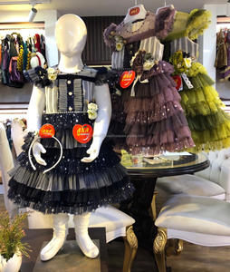 Con volantes de estampado, vestidos de fiesta, el último diseño de bebé niña vestidos de fiesta con diadema - Product Image 6