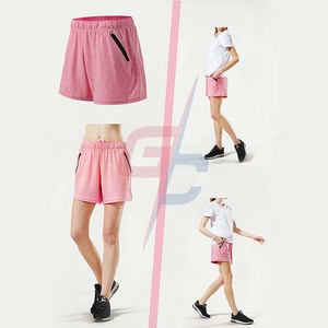 Short d'entraînement en cuir pour femmes, vêtement de Fitness respirant et à séchage rapide, avec poches à fermeture éclair, vente en gros, bon marché, - Product Image 2