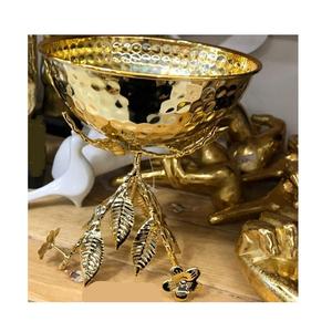 Cuenco decorativo de último diseño en aluminio martillado de color dorado, cuenco decorativo para frutas a precio mayorista - Product Image 3
