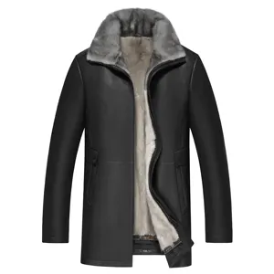Winter Coats Men's Real Mink fur coat mink leather men casual clothing goat sheep skin mens leather jacket