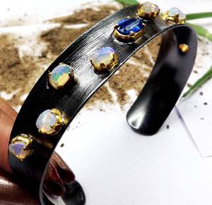 Attrayant 925 Sterling Silver Kyanite Opale Pierres Précieuses Pas Cher Classique Mariage Porter Dames Porter Manchette Bracelet - Product Image 2