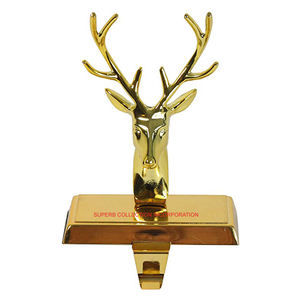 ที่ใส่ถุงเท้าเรนเดียร์ตกแต่งบ้านสำหรับคริสต์มาสทำด้วยมือพร้อมฐานโลหะทำจากอลูมิเนียมชุบทอง - Product Image 1