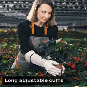 Gants de jardinage en cuir enduits de latex améliorés, longs poignets ajustables; paumes renforcées antidérapantes résistantes à la perforation - Product Image 5