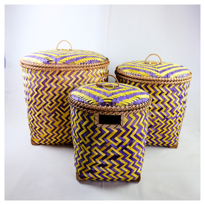 Paniers naturels de haute qualité, tissés à la main, poignée ronde, paniers faits à la main en bambou, fabriqués au Vietnam - Product Image 2