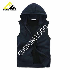 Haut de sport sans manches personnalisé pour homme, 340 grammes, 100% coton tricoté, doublé, grande taille, avec capuche et logo imprimé en relief, design uni et élégant - Product Image 3