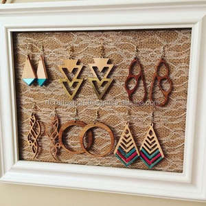 ต่างหูโรแมนติกสำหรับผู้หญิงต่างหูสุดหรูของขวัญงานปาร์ตี้สีทองทำจากไม้ - Product Image 3