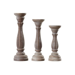 Portavelas rústico de alta calidad atractivo hecho a mano decorativo para el hogar Pilar de boda té luz soporte de vela de madera para el hogar - Product Image 1