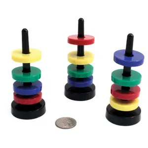 Magnet Floating dengan Tiga Magnet Donat Keramik Warna-warni dan Sebuah Cincin Edukasi Edukasi Inovasi Magnet