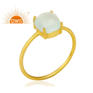 Bague en pierre précieuse de calcédoine Aqua, pierre précieuse, plaqué or 14k, bijou en pierre de naissance, vente en gros - Product Image 2