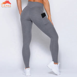 Taille haute respirant Fitness Leggings avec poches grande taille sport soutien-gorge pantalon ensemble femmes Style Simple Yoga Gym en gros - Product Image 6