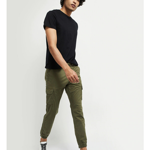 Pantalones cargo de algodón 100 con parte delantera plana y ajuste cónico de diseño propio para hombre a precio al por mayor - Product Image 3