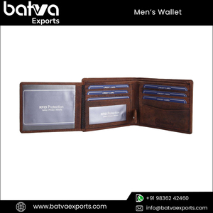 กระเป๋าสตางค์ใบสั้นหนังแท้วินเทจสุดหรูสำหรับผู้ชายสองพับลายโลโก้ตามสั่งทำด้วยมือ - Product Image 4