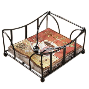 ที่ใส่กระดาษเช็ดปากลวดแบนแบบตั้งไม่ลื่นทำจากโลหะสีดำสำหรับห้องครัวบ้านโรงแรมที่ใส่กระดาษทิชชู่ตกแต่ง - Product Image 2