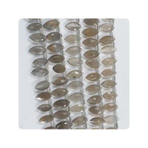 Cuentas de Briolette con forma de marquesa facetadas de Calcedonia gris Natural Premium, hebra de 8 pulgadas certificada para la fabricación de joyas - Product Image 5