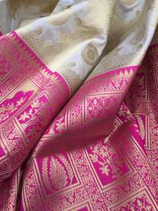 Banarasi-saree de seda con blusa a juego, ropa de boda, saree - Product Image 6