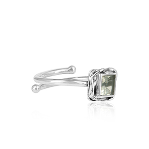 Bague en argent Sterling 925 pour filles, pierre précieuse ronde en améthyste vert naturel, fabrication de bijoux - Product Image 3