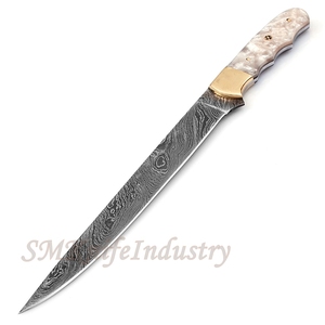 New Style Custom Hand Forged Damascus Fillet knife With leather Sheath cover (smk1648) - Product Image 1