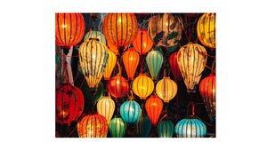 Lanternes vietnamiennes en soie, lampions pour décoration de mariage, lanternes d'extérieur à base de 99 données en or - Product Image 5